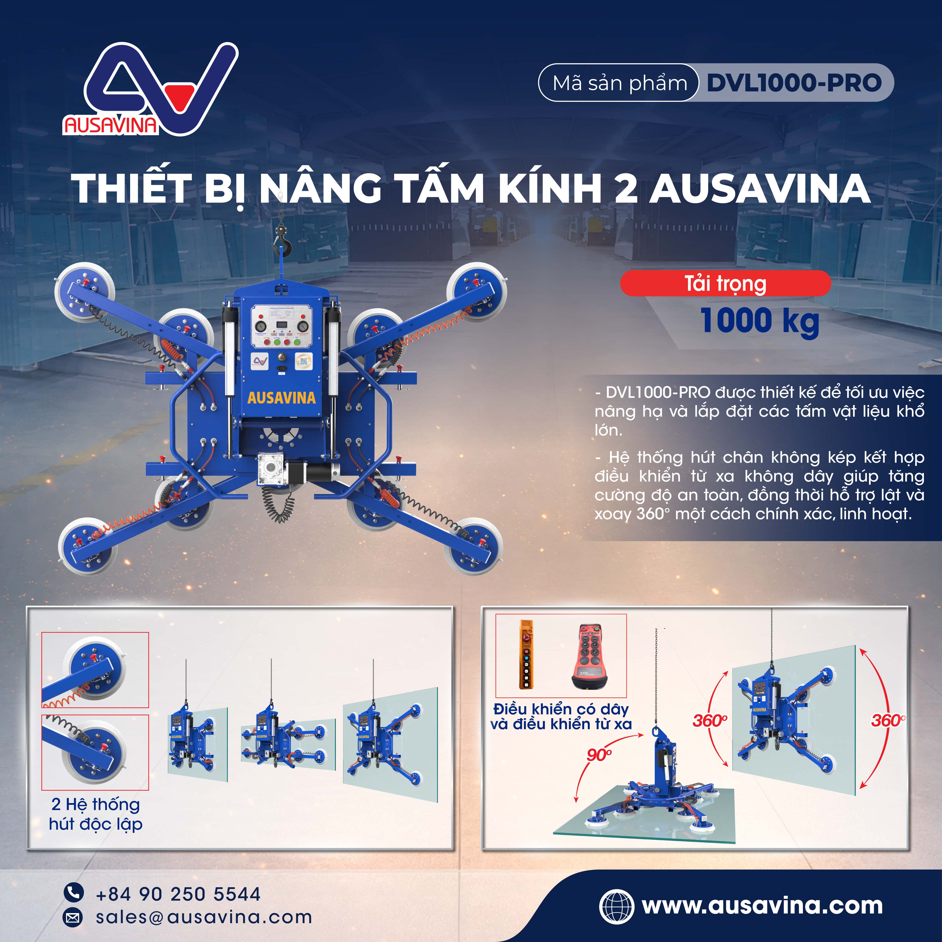 DVL1000-PRO đại diện cho giải pháp nâng hạ kính và đá toàn diện nhất trong dòng DVL