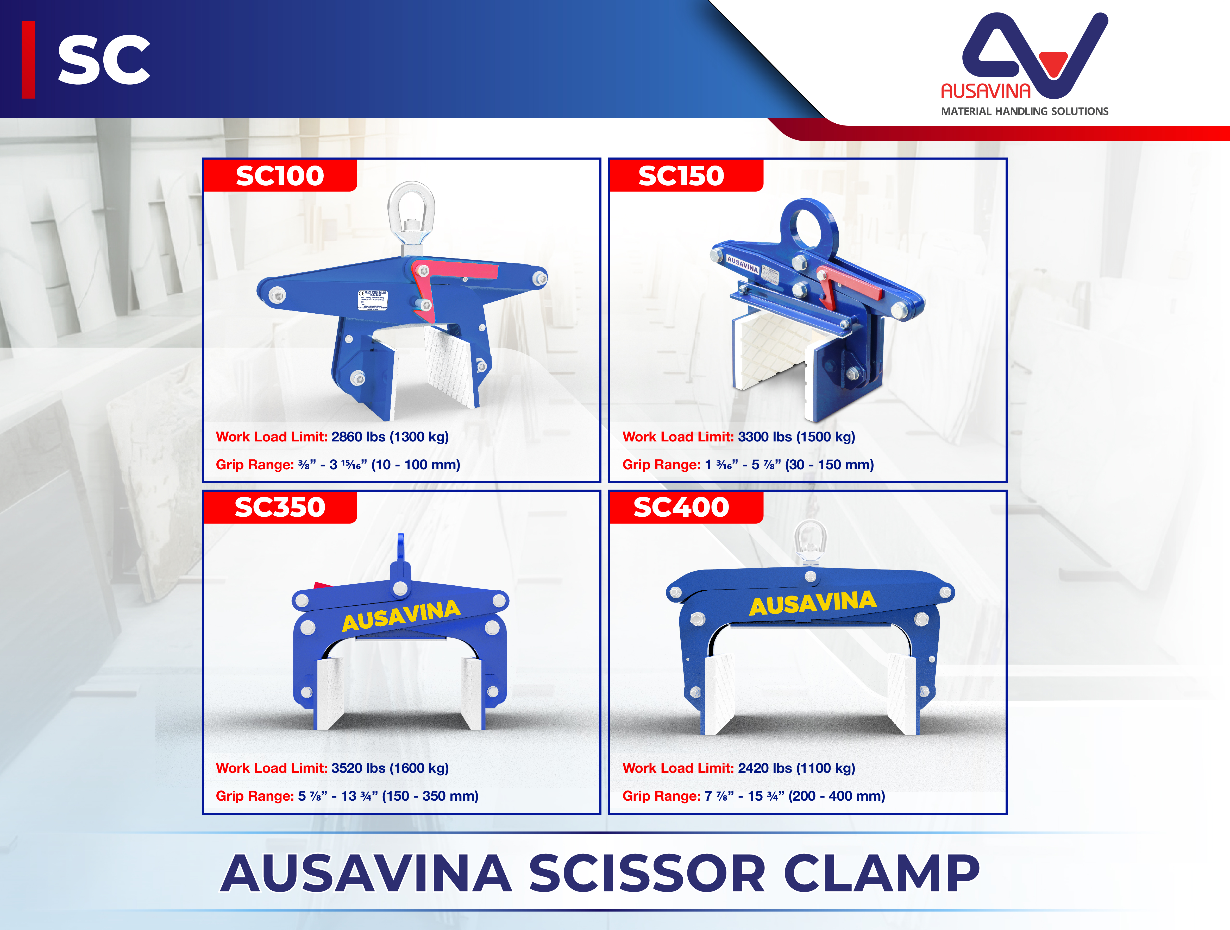 AUSAVINA SCISSOR CLAMP OFFERS RELIABLE SOLUTIONS FOR STONE HANDLING NEEDS